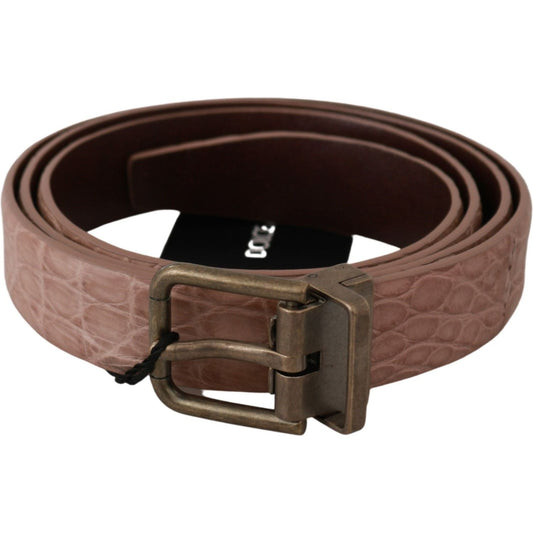 Dolce & Gabbana Beige Exotic Skin Gold Buckle Leather Belt BEL60604-100