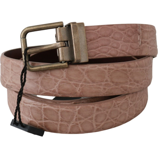 Dolce & Gabbana Beige Exotic Skin Gold Buckle Leather Belt BEL60604-100