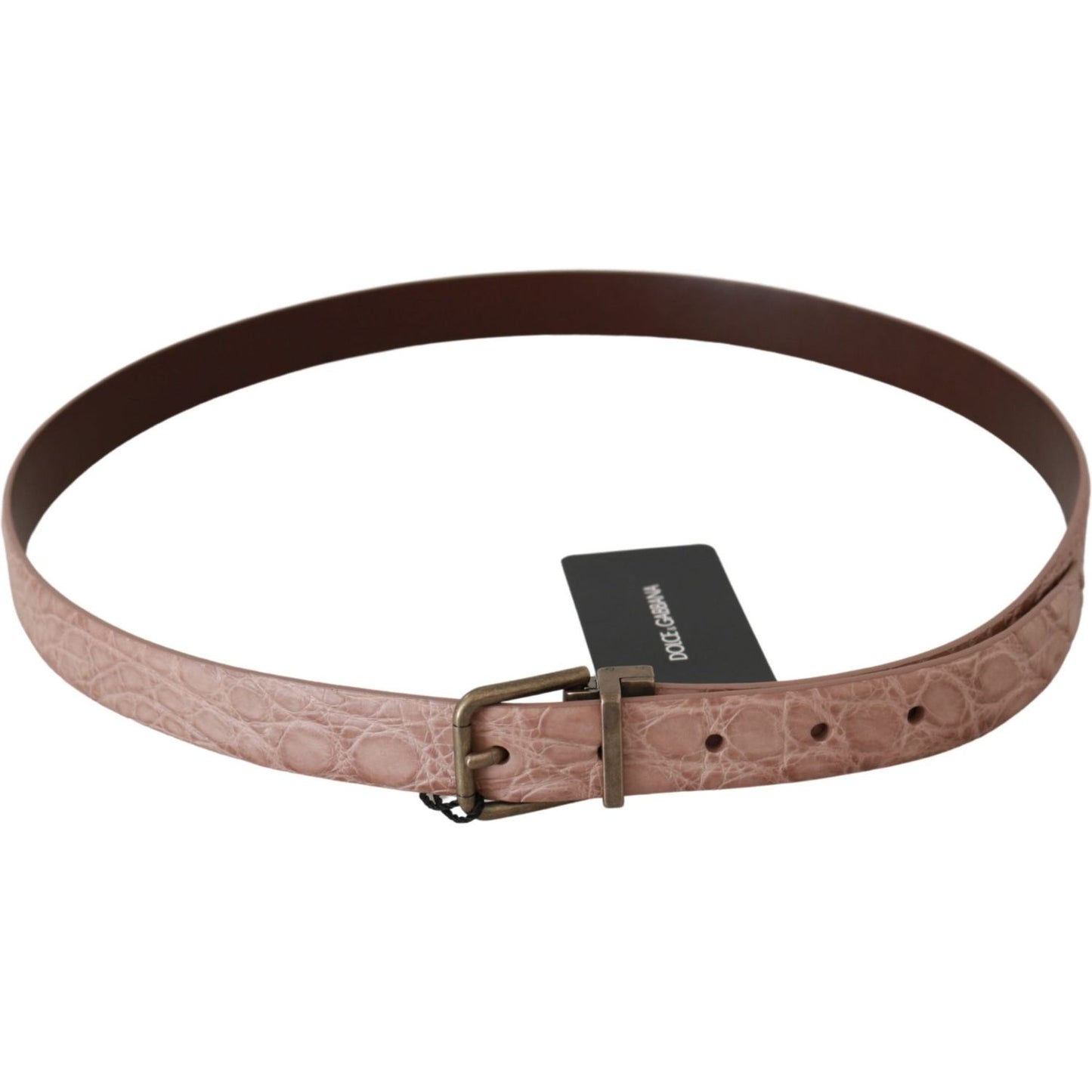 Dolce & Gabbana Beige Exotic Skin Gold Buckle Leather Belt BEL60604-100