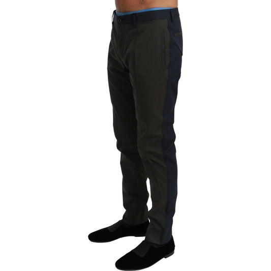 Dolce & Gabbana Blue Gray Stripes Trouser Cotton Pants