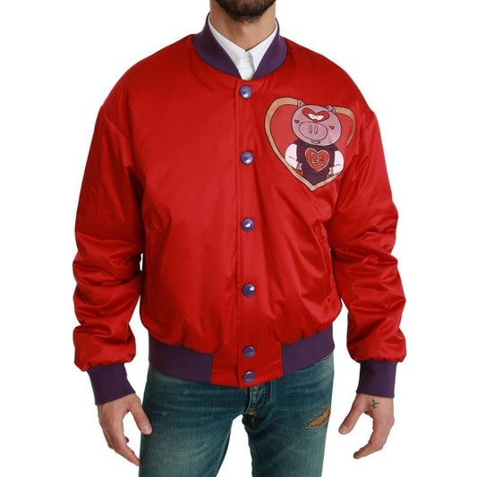 Dolce & Gabbana Red YEAR OF THE PIG Bomber Jacket JKT2610-44