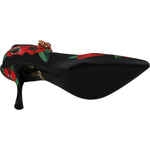 Dolce & Gabbana Black Red Floral Mary Janes Pumps Shoes LA6586-36