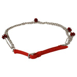 Dolce & Gabbana Red Leather Roses Floral Silver Waist Belt