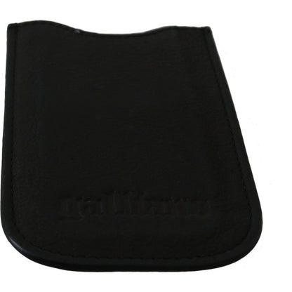 John Galliano Black Leather Multifunctional Men ID Bill Card Holder Wallet