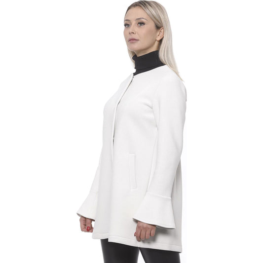 19V69 Italia Elegant White Neoprene Woman Coat VI20BB0018_GhiaccioIce-77264-FBB-70