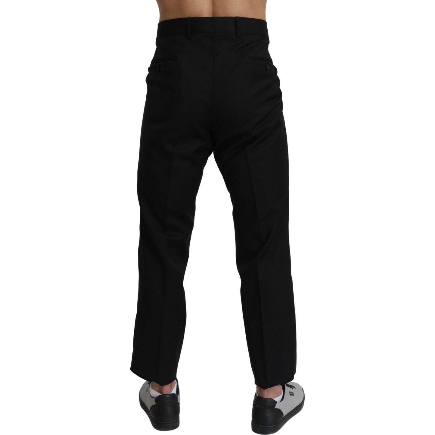 Dolce & Gabbana Black Cotton Wool Formal Dress Pants