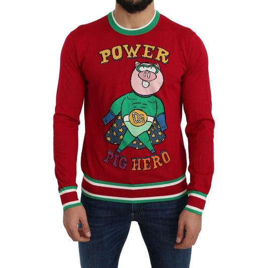 Dolce & Gabbana Red Wool Silk Pig of the Year Sweater TSH5219-46
