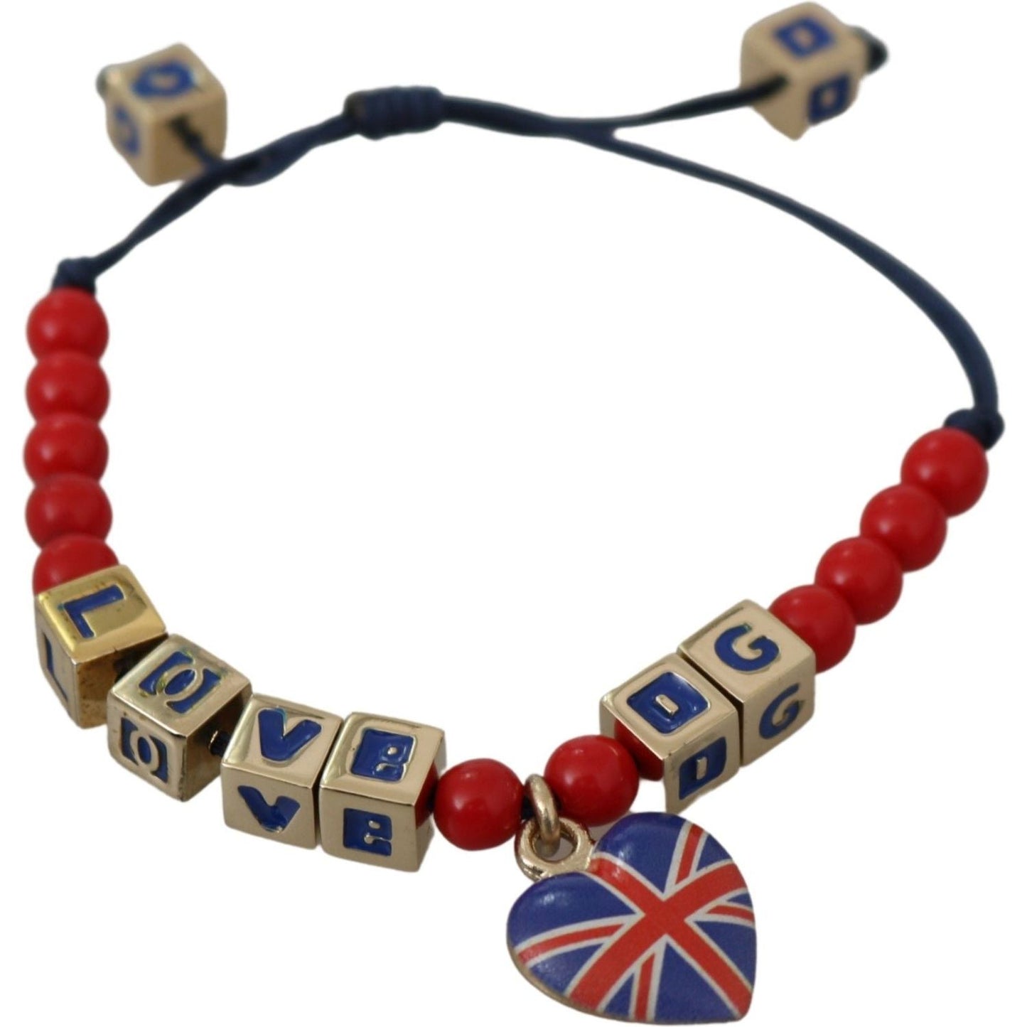Dolce & Gabbana Red Blue Beaded DG LOVES LONDON Flag Branded Bracelet SMY2253 / SMY100122