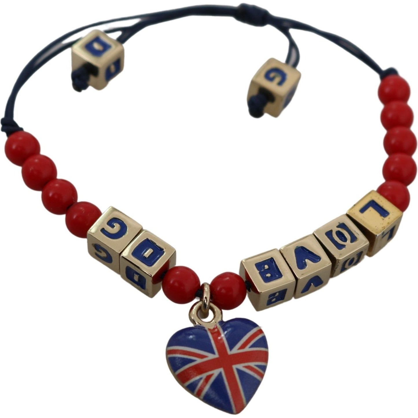 Dolce & Gabbana Red Blue Beaded DG LOVES LONDON Flag Branded Bracelet SMY2253 / SMY100122