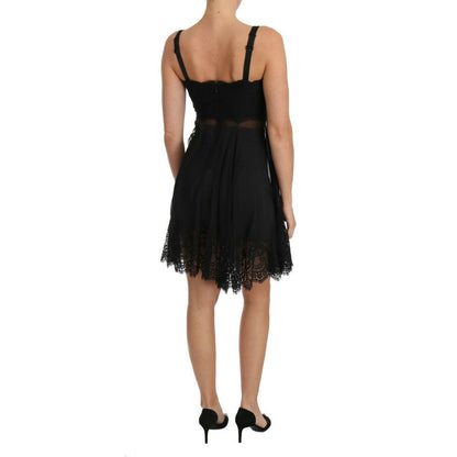 Dolce & Gabbana Black Silk Lace Dress Chemise Lingerie