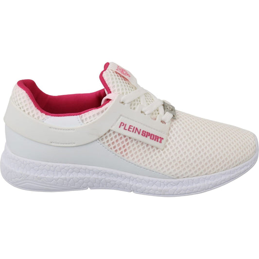 Philipp Plein White Pink Polyester Becky Sneakers Shoes LA7173-37