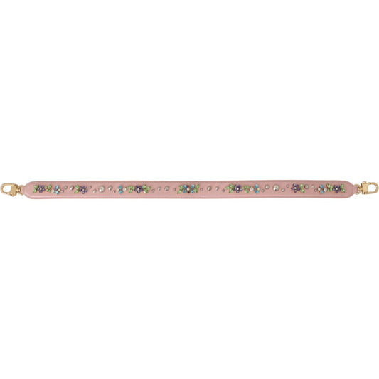 Dolce & Gabbana Pink Leather Crystal Stud Accessory Shoulder Strap