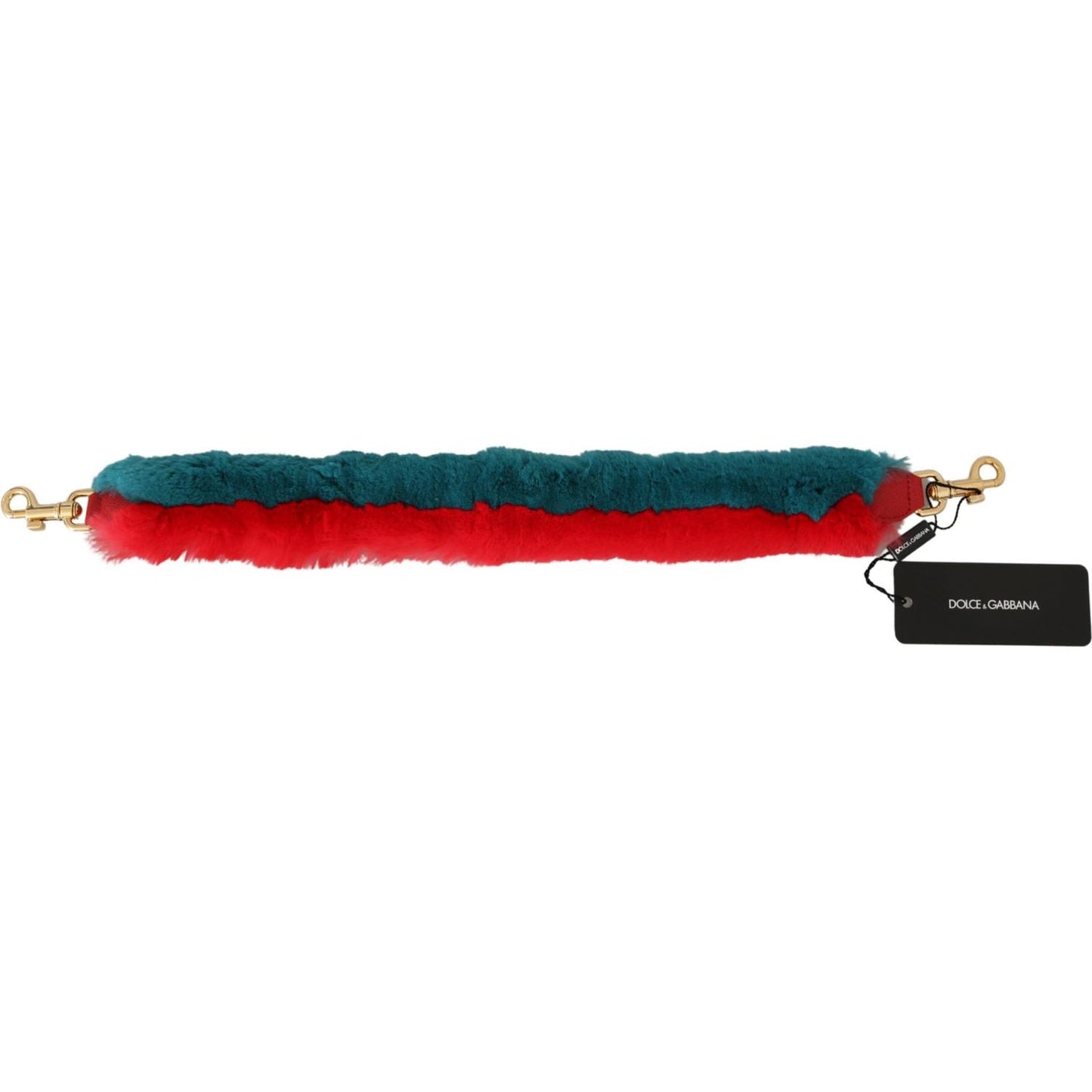 Dolce & Gabbana Red Blue Rabbit Fur Leather Shoulder Strap BEL60719