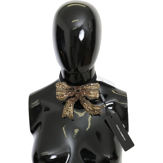 Dolce & Gabbana Gold Crystal Beaded Sequined 100% Silk Catwalk Necklace Necklace