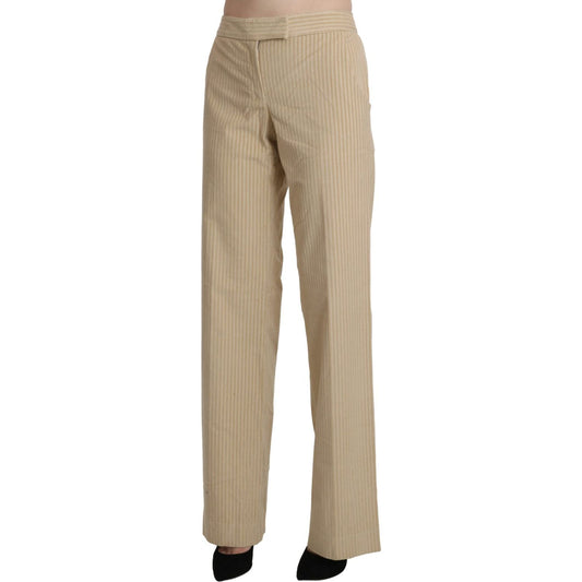 Ermanno Scervino Beige High Waist Flared Wide Leg Trouser Pants PAN71143-44