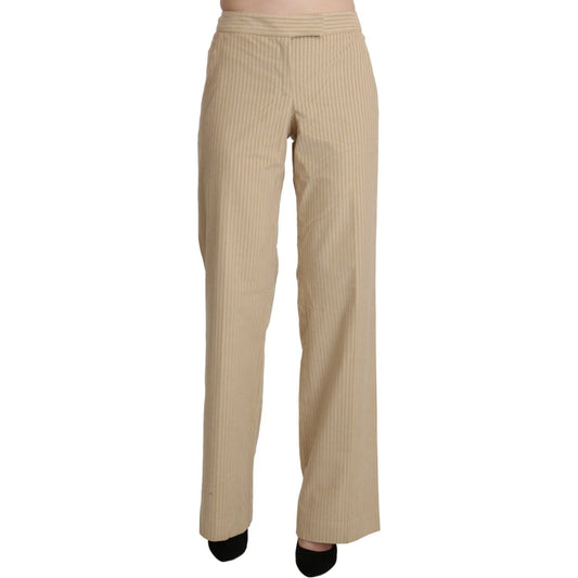 Ermanno Scervino Beige High Waist Flared Wide Leg Trouser Pants PAN71143-44