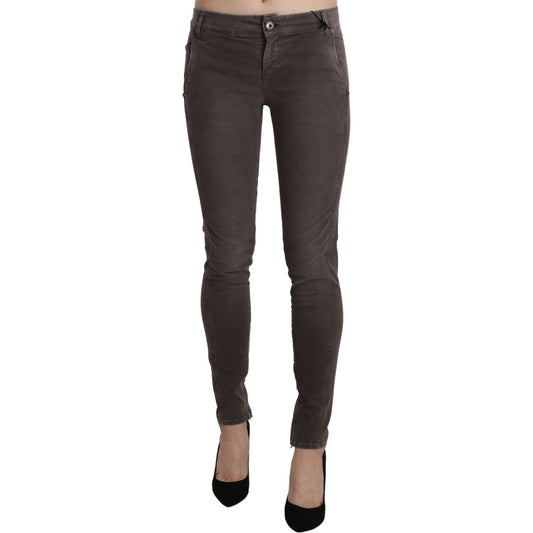 Ermanno Scervino Brown Low Waist Skinny Slim Trouser Cotton Jeans