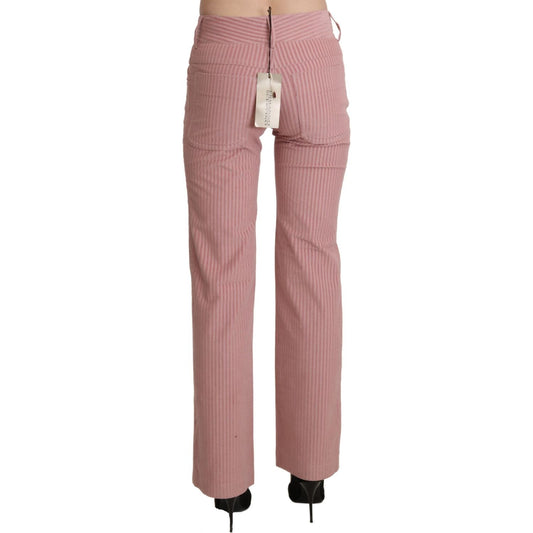 Ermanno Scervino Pink Mid Waist Straight Trouser Cotton Pants