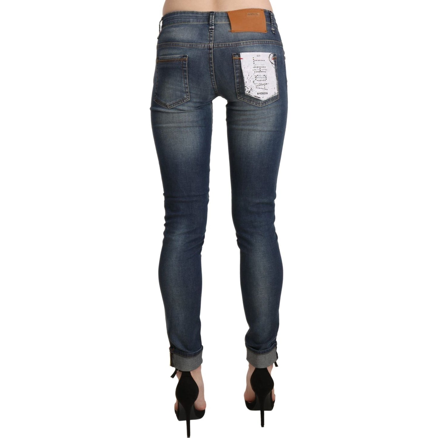 Acht Blue Washed Low Waist Skinny Cropped Denim Trouser