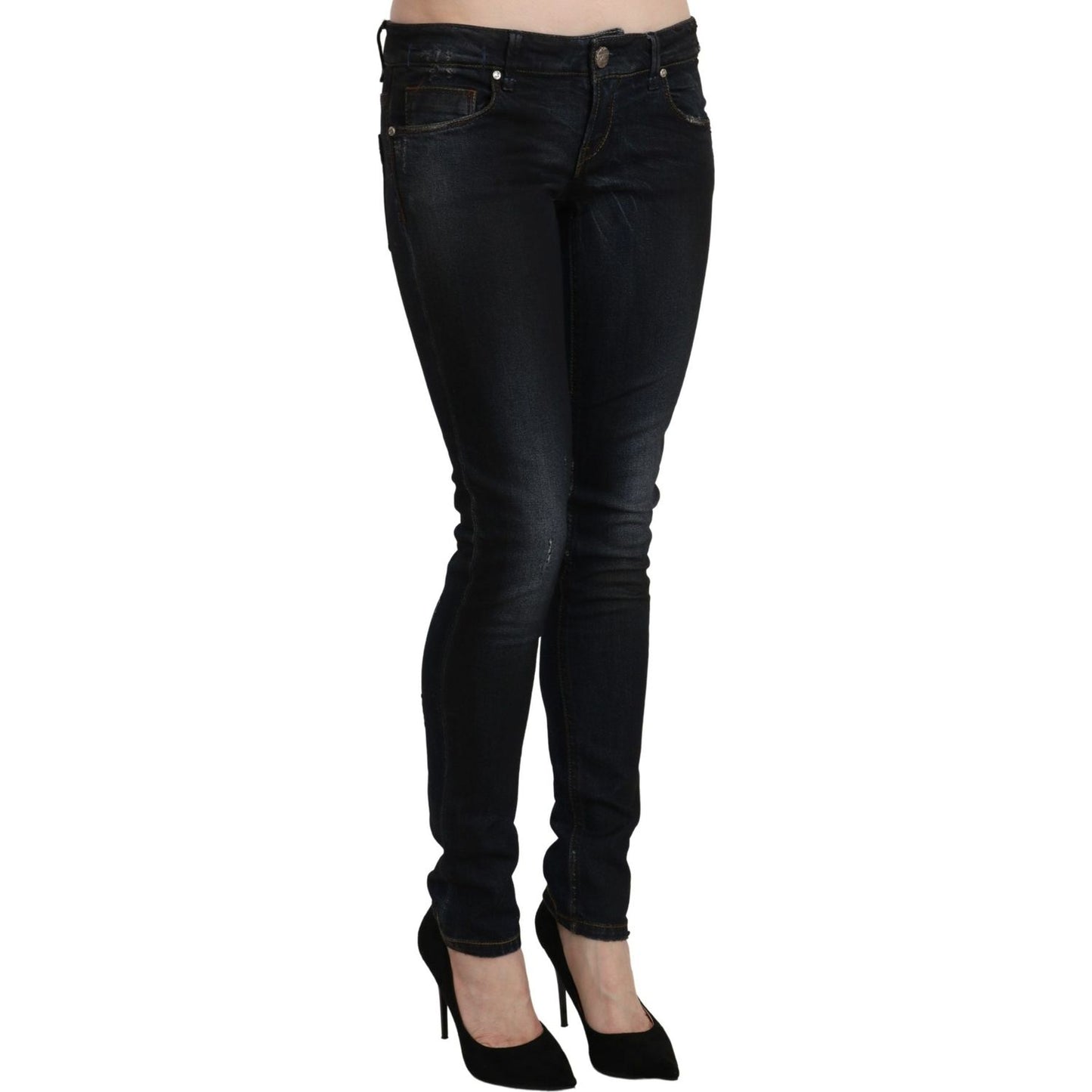 Acht Blue Washed Low Waist Skinny Denim Slim Trouser