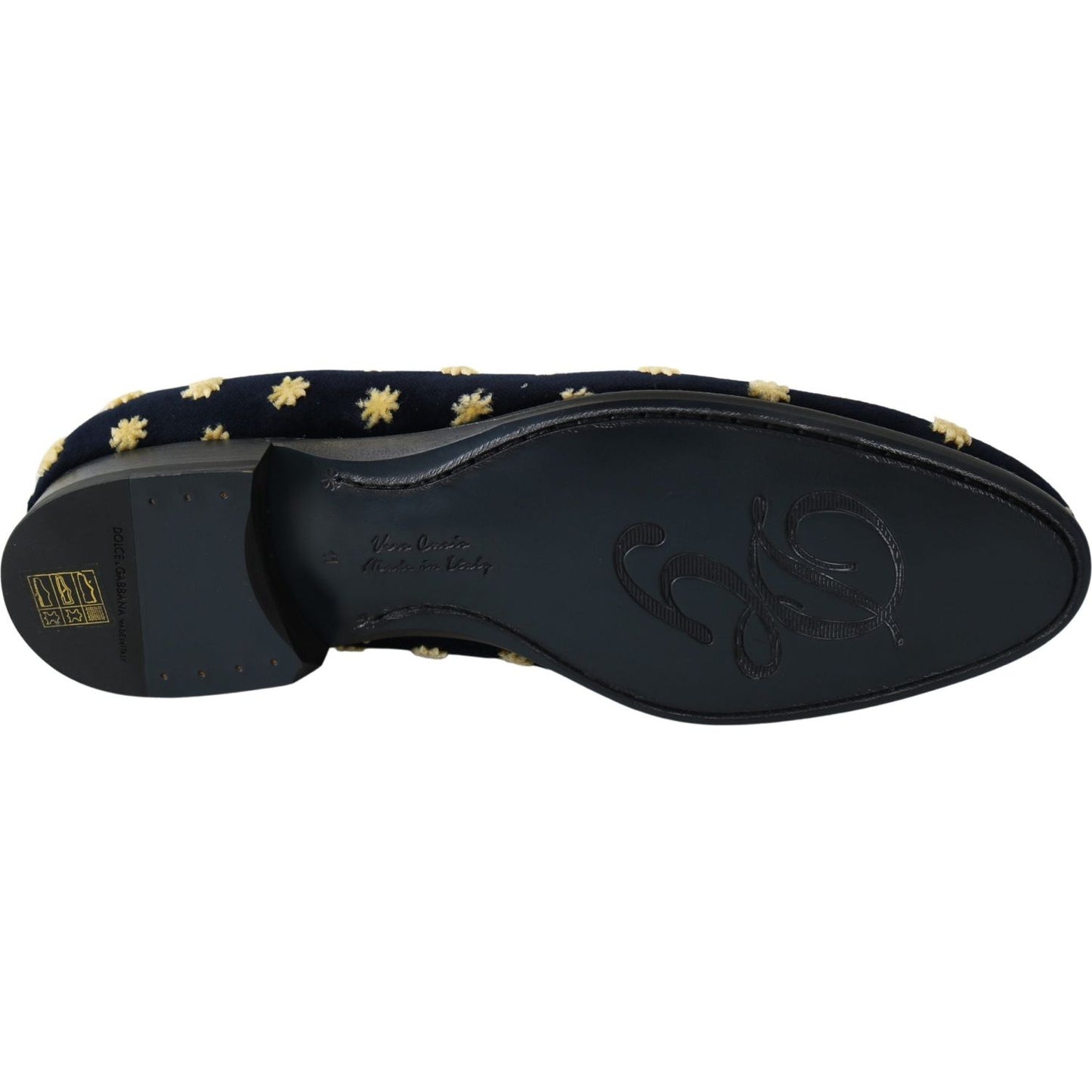 Dolce & Gabbana Blue Velvet Crown Slippers Loafers Shoes