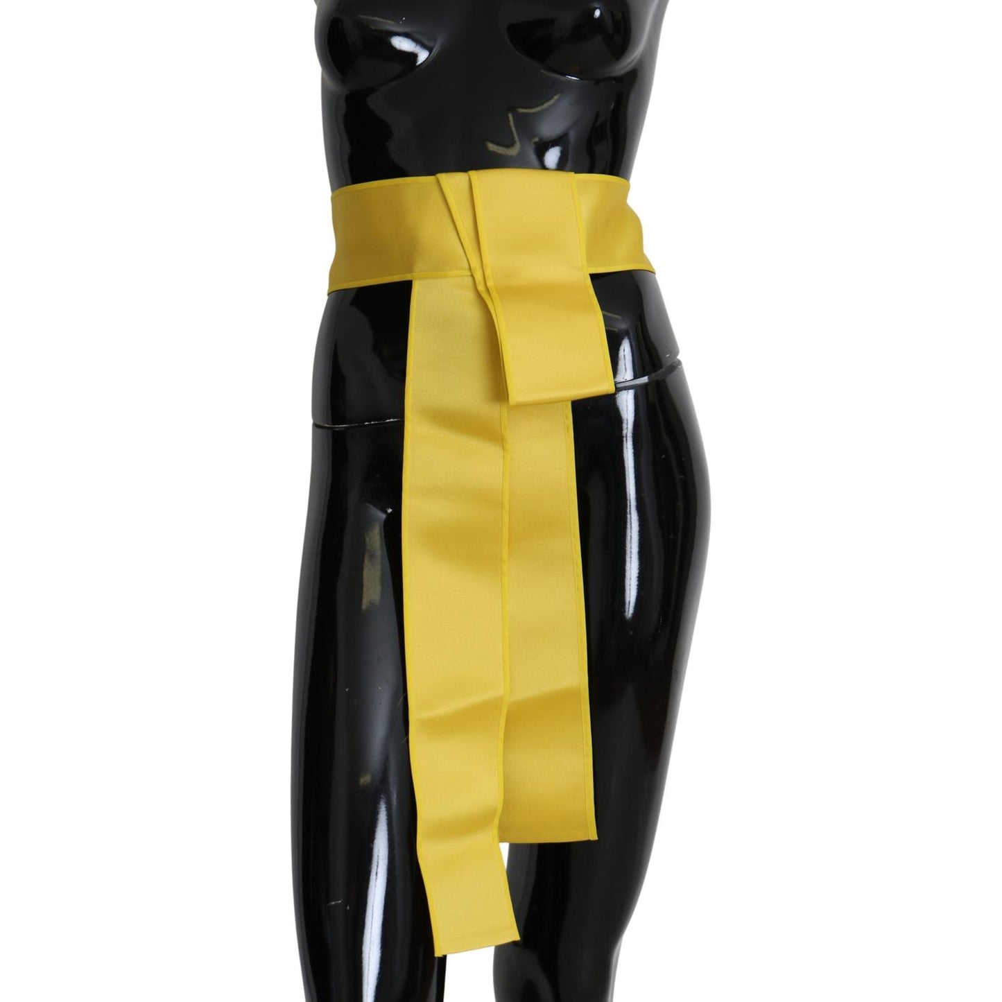 Dolce & Gabbana Yellow Wide Snap Button Closure Silk Belt Belt