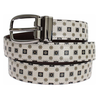Dolce & Gabbana White Silk Bowtie Leather Men Belt Gift Box Belt
