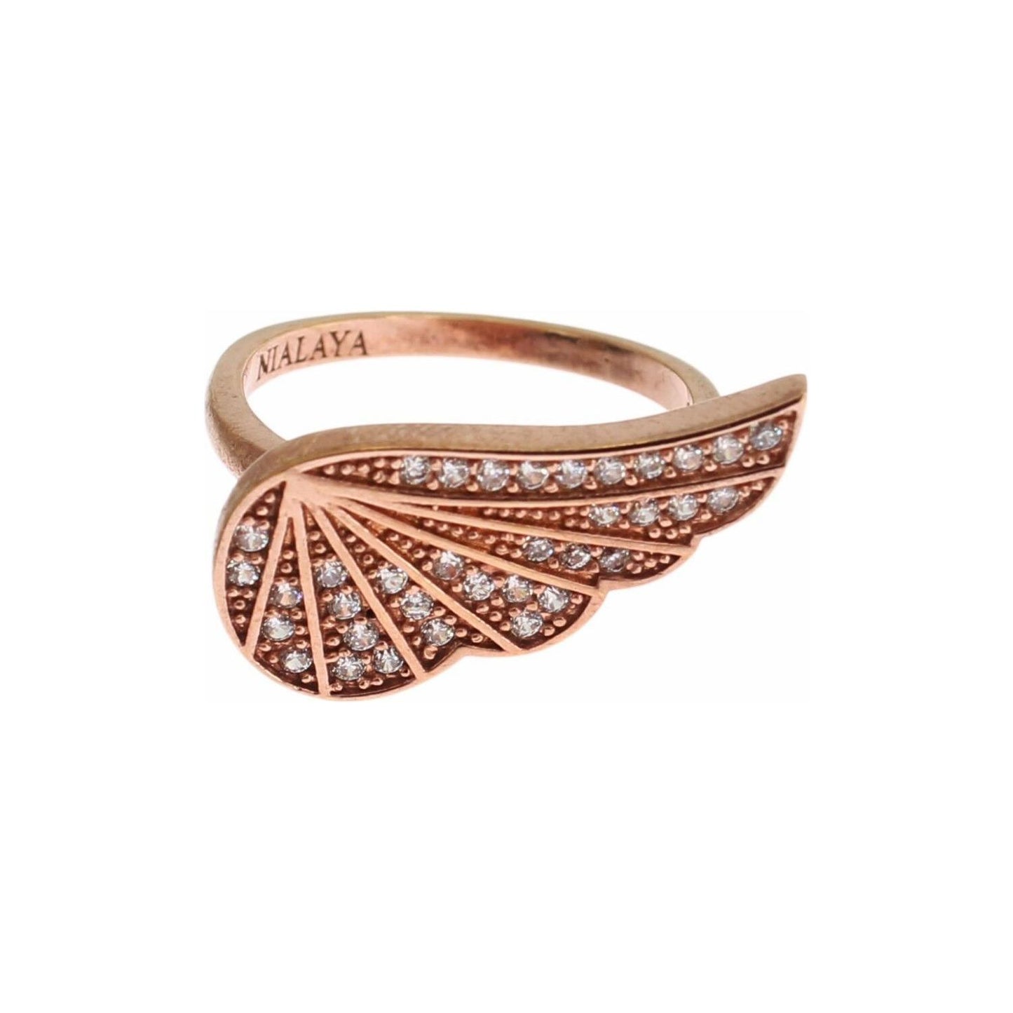Nialaya Pink Gold 925 Silver Womens Clear CZ Ring