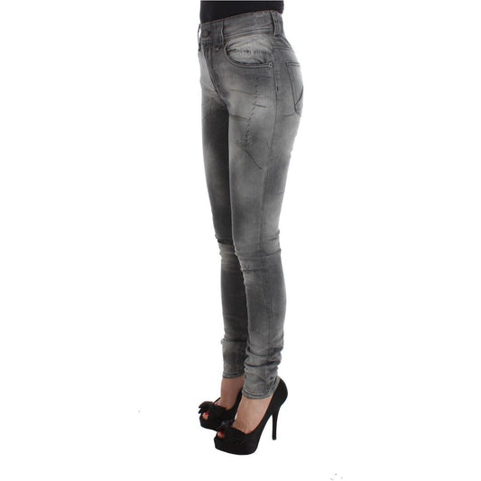 John Galliano Gray Wash Cotton Blend Slim Fit Denim Jeans Pants