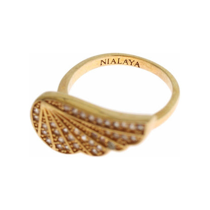Nialaya Womens Clear CZ Gold 925 Silver Authentic Ring