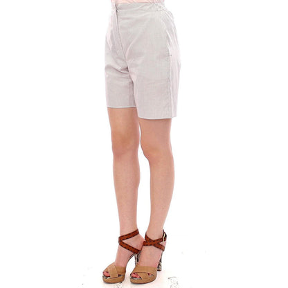 Andrea Incontri White Checkered Stretch Cotton Shorts