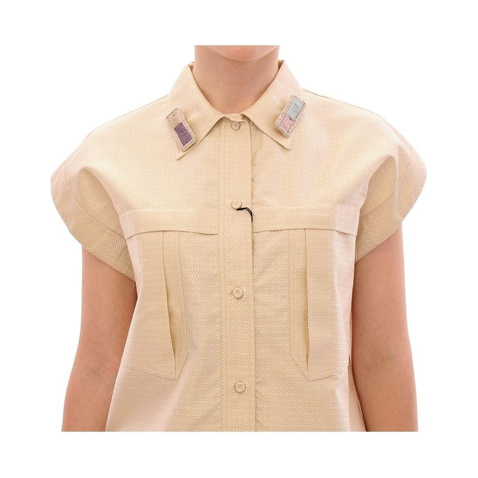 Andrea Incontri Beige Sleeveless Blouse Top