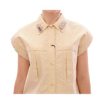 Andrea Incontri Beige Sleeveless Blouse Top