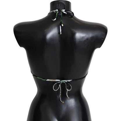 Dolce & Gabbana Multicolor Floral Print Halter Swimwear Bikini Top