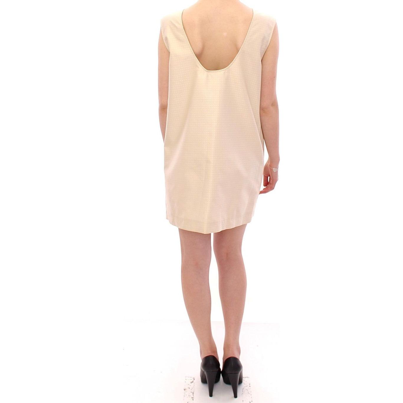 Andrea Incontri Beige Sleeveless Shift Mini Dress Dresses