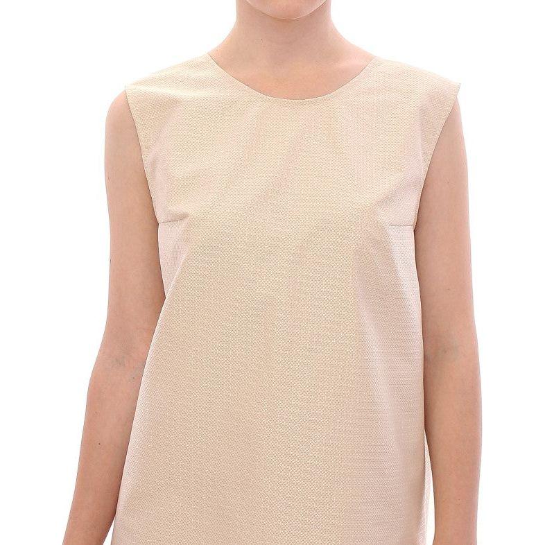 Andrea Incontri Beige Sleeveless Shift Mini Dress Dresses