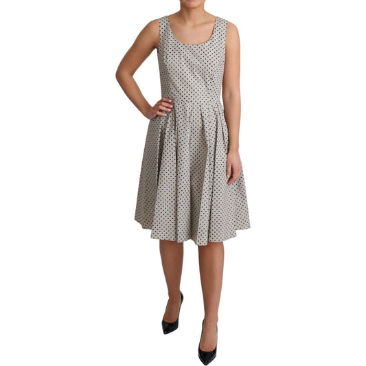Dolce & Gabbana Beige Polka Dotted Cotton A-Line Dress DR2766-40