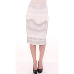 Arzu Kaprol White Acrylic Straight Pencil Skirt GSS10322-1