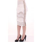 Arzu Kaprol White Acrylic Straight Pencil Skirt GSS10322-1