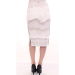 Arzu Kaprol White Acrylic Straight Pencil Skirt GSS10322-1