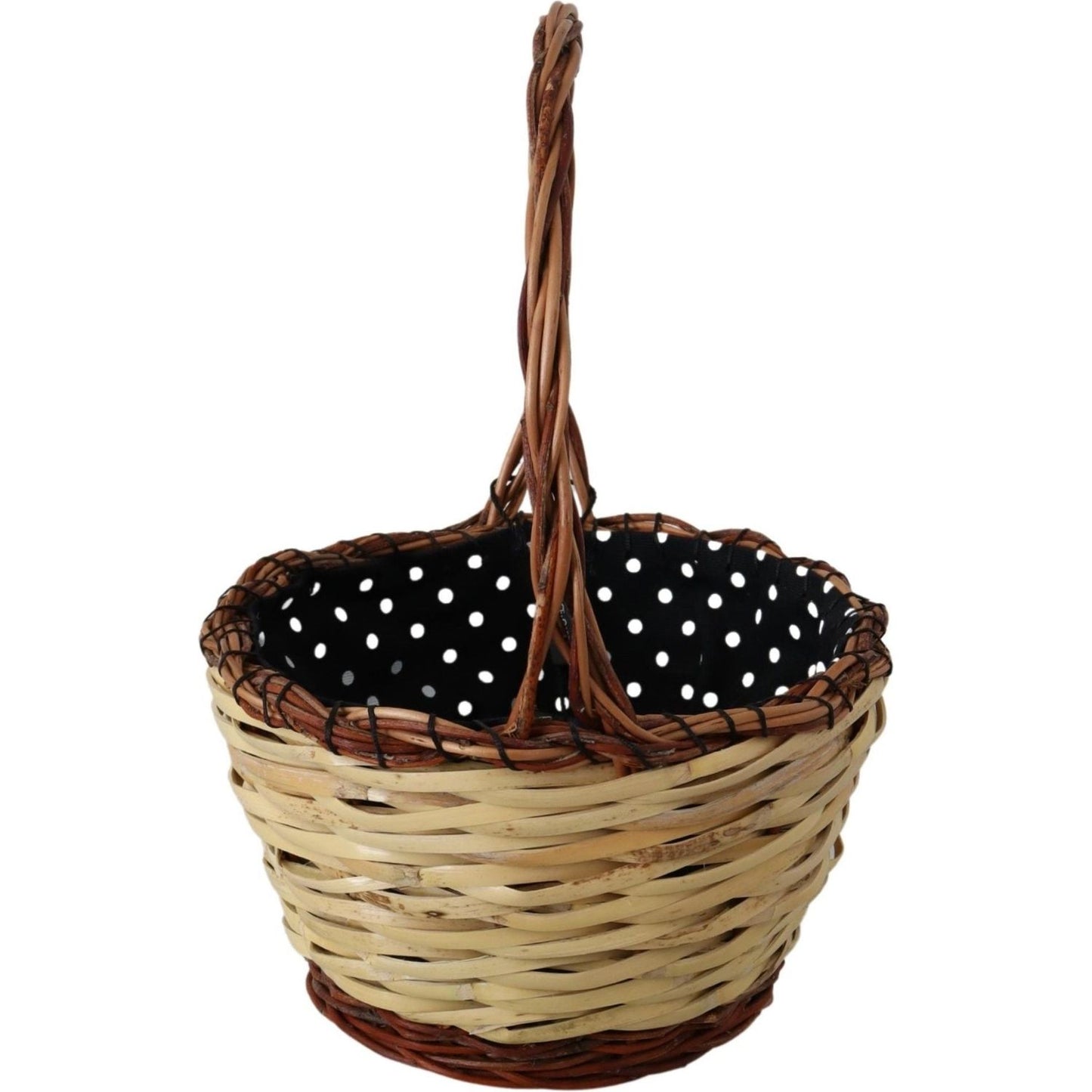 Dolce & Gabbana Beige Wood Wicker Rattan Basket Tote Bag VAS12274