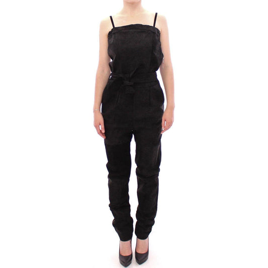 La Maison du Couturier Black Leather Jumpsuit Coats & Jackets