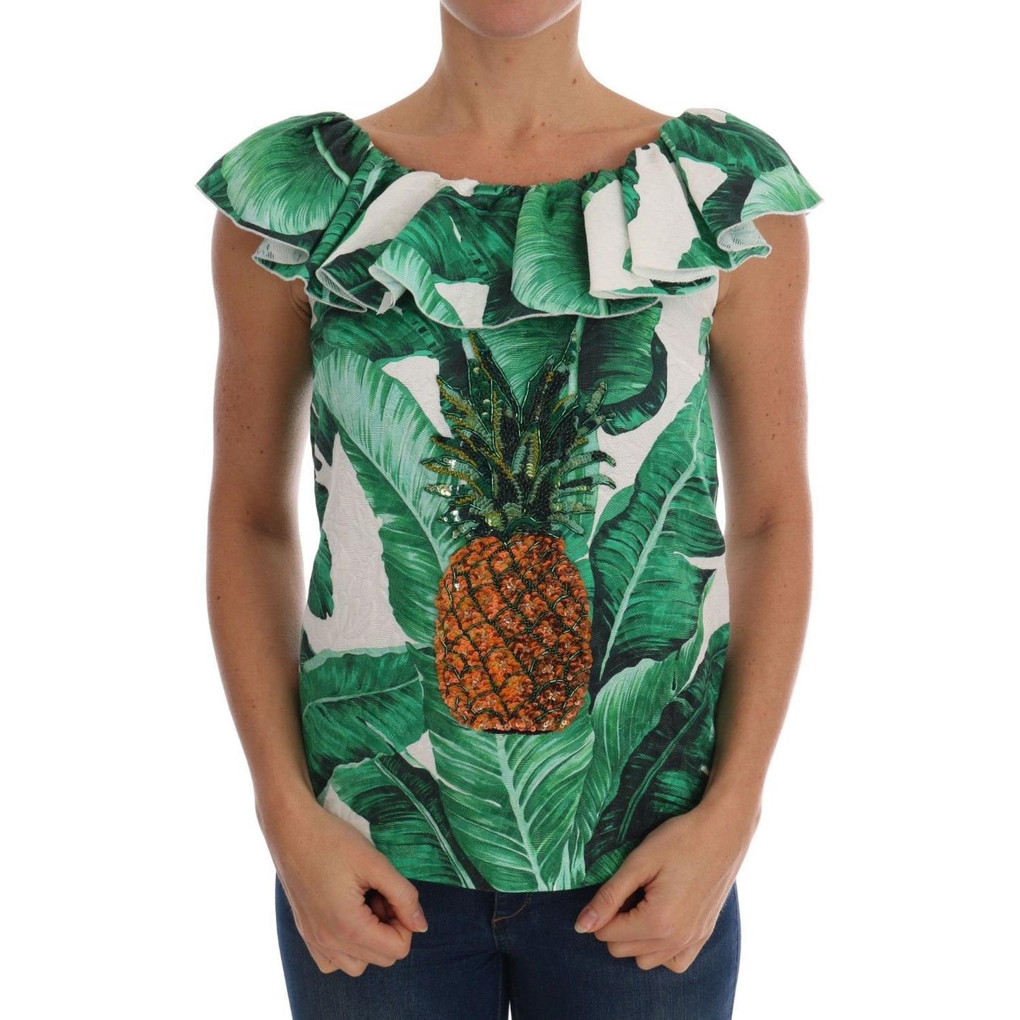 Dolce & Gabbana Pineapple Banana Sequins Blouse T-shirt