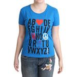 Moschino Chic Alphabet Cotton Tee in Blue Moschino Tan