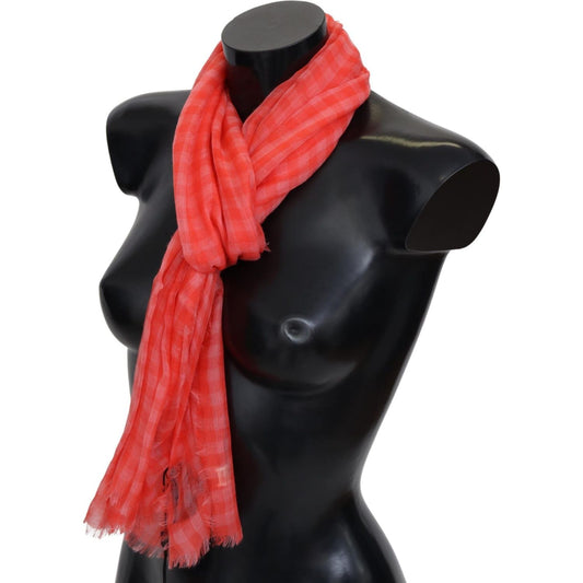 Missoni Orange Check Cashmere Unisex Wrap Fringes Scarf MS2127BG