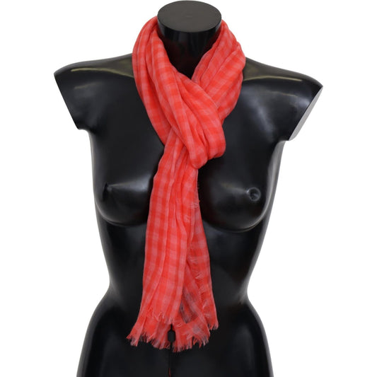 Missoni Orange Check Cashmere Unisex Wrap Fringes Scarf MS2127BG