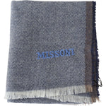 Missoni Gray Striped Wool Unisex Neck Wrap Fringes Scarf