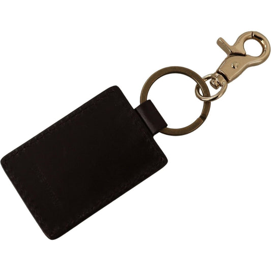 Dolce & Gabbana Brown Leather Logo Metal Ring Hook Keychain SMY100704