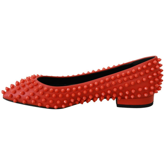 Philipp Plein Orange Leather Ballerina WHAT I DO Flats Shoes LA6121-35