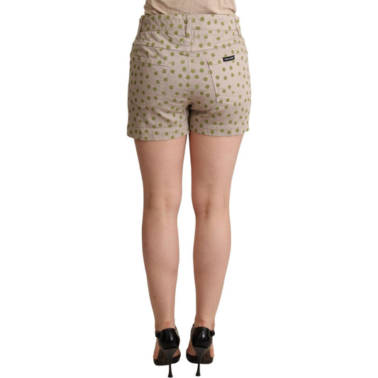 Dolce & Gabbana Beige Polka Dots Denim Cotton Stretch Shorts PAN72103-IT40
